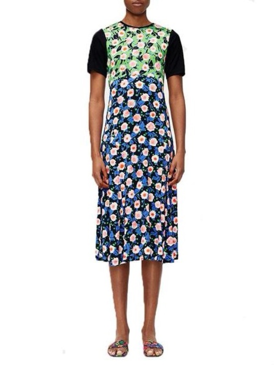 STINE GOYA Dresses & Skirts - Stine Goya Scout Floral Print Short Sleeve Midi Dress Viscose Jersey